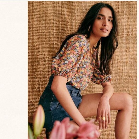 Sezane Paula Blouse Button Down Floral Sz 34/XS - Picture 2 of 11